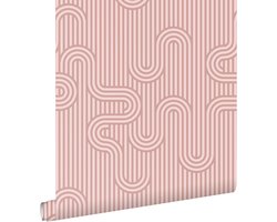 ESTAhome behang grafische lijnen oudroze - 50 x 900 cm - 131025