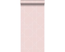 ESTAhome behang grafische lijnen oudroze - 53 cm x 10.05 m - 139091