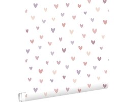 ESTAhome behang hartjes terracotta en lila paars - 53 cm x 10.05 m - 139754