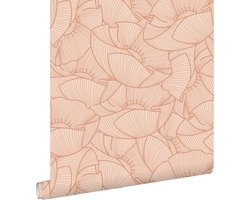 ESTAhome behang klaprozen terracotta roze - 53 cm x 10.05 m - 139706