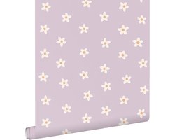 ESTAhome behang madeliefjes lila paars - 53 cm x 10.05 m - 131114
