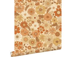 ESTAhome behang retro bloemen oranje - 53 cm x 10.05 m - 130963