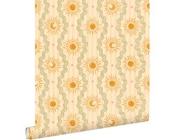 ESTAhome behang retro ornamenten geel, oranje en groen - 50 x 900 cm - 131714