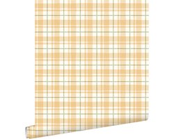 ESTAhome behang ruitmotief geel en groen - 50 x 900 cm - 131950