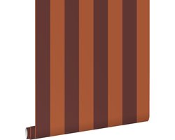ESTAhome behang strepen aubergine paars en terracotta - 50 x 900 cm - 131976