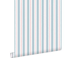 ESTAhome behang strepen blauw en rood - 50 x 900 cm - 131960