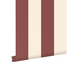 ESTAhome behang strepen bordeaux rood en wit - 50 x 900 cm - 131970
