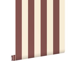 ESTAhome behang strepen bordeaux rood en wit - 50 x 900 cm - 131978