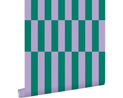 ESTAhome behang strepen paars en groen - 50 x 900 cm - 131426