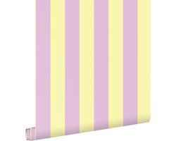 ESTAhome behang strepen pastel geel en lila paars - 53 cm x 10.05 m - 139912