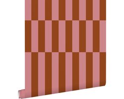 ESTAhome behang strepen roze en terracotta - 53 cm x 10.05 m - 131427