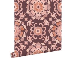 ESTAhome behang tegelmotief paars en roze - 50 x 900 cm - 131684