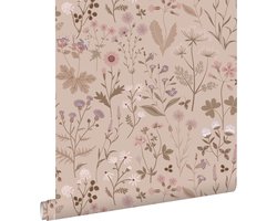 ESTAhome behang veldbloemen oudroze en lila paars - 53 cm x 10.05 m - 139841