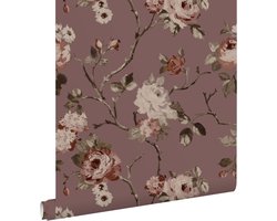 ESTAhome behang vintage bloemen aubergine paars - 53 cm x 10.05 m - 131127