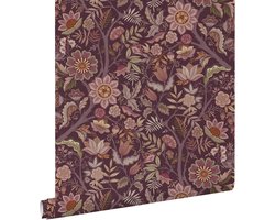 ESTAhome behang vintage bloemen aubergine paars - 53 cm x 10.05 m - 131336