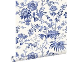 ESTAhome behang vintage bloemen delfts blauw - 50 x 900 cm - 132098