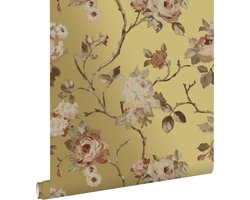 ESTAhome behang vintage bloemen goud en terracotta roze - 53 cm x 10.05 m - 139762