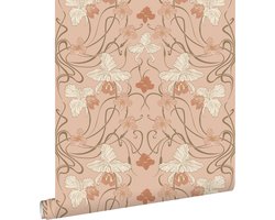 ESTAhome behang vintage bloemen in art nouveau stijl terracotta roze - 53 cm x 10.05 m - 139668