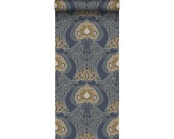 ESTAhome behang vintage bloemen in art nouveau stijl vergrijsd blauw - 53 cm x 10.05 m - 139572