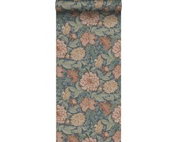 ESTAhome behang vintage bloemen vergrijsd blauw - 53 cm x 10.05 m - 139642