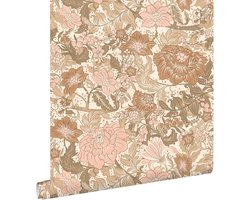 ESTAhome behang vintage bloemen zacht roze, bruin en taupe - 50 x 900 cm - 131191