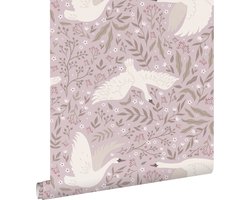 ESTAhome behang zwanen lila paars - 53 cm x 10.05 m - 130959