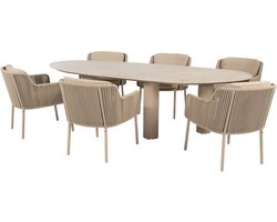 Estate Bernini dining tuinset 240x105xH75 cm mango 7 delig keramiek latte 4 Seasons Outdoor