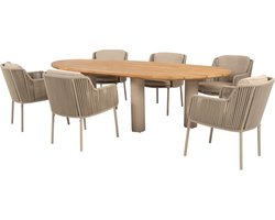 Estate Bernini dining tuinset 240x105xH75 cm mango 7 delig teak latte 4 Seasons Outdoor