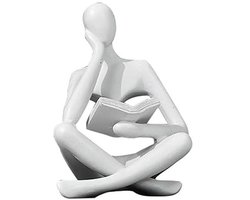 Esthetische Lezen Standbeeld voor Kamerdecoratie | Gouden Sculptuur voor Woonkamer & Boekenplank