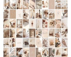 Esthetische Muurcollage Set Beige Boho Stijl - 60 Trendy Afbeeldingen voor Tienerkamer en Slaapkamer Decoratie