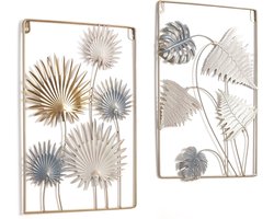 et van 2 muurdecoratie metaal - gouden blad decoratieve wandversiering - metalen afbeelding wanddecoratie Scandinavische muur hangende decoratie metalen muurkunst voor woonkamer slaapkamer