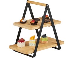 etagere - 2 laags - 33x34x19 cm - bamboe - metaal