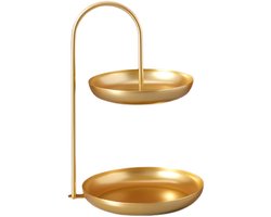 etagere 2 laags - etagere - Fruitmand - Fruitschaal - Metalen frame voor dienblad - IJzer - Goud