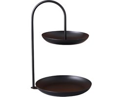 etagere 2 laags - etagere - Fruitmand - Fruitschaal - Metalen frame voor dienblad - IJzer - Zwart