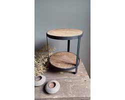 etagére 2 laags hout/metaal robuust landelijk