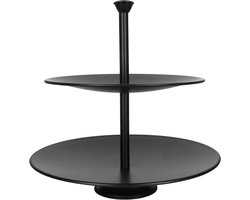 Etagère 2 verdiepingen - Serveertoren taart - Gebak presenteren - Stabiel en decoratief - Ø 25 cm - Mat zwart
