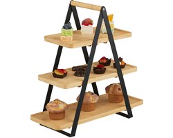 etagere - 3 laags - 42x41x16,5 cm - bamboe - metaal