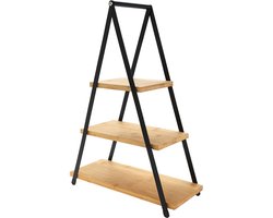 Etagère 3 Lagen – Bamboe & Metaal – Stijlvolle Serveertoren - High Tea -Hapjes - Decoratie – 53 cm