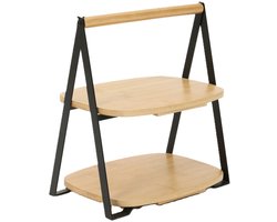 Etagère Bamboe - 2-laags - Inklapbaar - 30 cm Hoog - Houten Serveerschaal