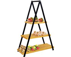 Etagère Bamboe met 3 Verdiepingen 38x16,5x53 cm - Serveertoren - Taartplateau - Cupcakestandaard - Taartstandaard