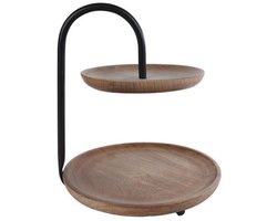Etagere George naturel/zwart mango/metaal 21x22x25cm