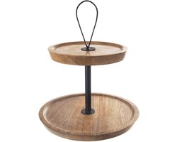 Etagère Houten 2-Niveaus MANGO 30 cm - Serveertoren - Taartplateau - Cupcakestandaard - Taartstandaard