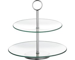 Etagère met 2 Lagen van Glas voor Gebak en Snacks