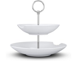 Etagere met 2 Treden voor Buffet en High Tea - Wit Porselein