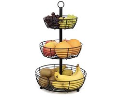 Etagère met etages - Fruitmand fruitschaal - Presentatie en opslag - Robuuste constructie - 29 x 48 cm - Zwart