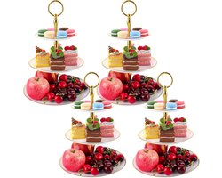 Etagère Set - Gebaksstandaard Cupcake - Feestelijke Presentatie - Licht en Onbreekbaar - 4 Stuks - Wit Goud