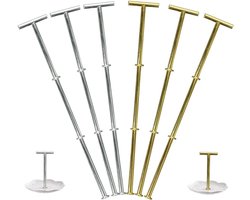 Etagère Stangen Set - Serveerset Bouwpakket - Taarten Presenteren - Verstelbare Lagen - Set van 6 - Goud en Zilver