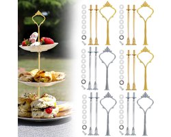 Etagère Stangen Set - Taartstandaard Onderdelen - Desserts Presenteren - Zink Legering Materiaal - 6 Sets - Goud en Zilver