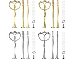 Etagère Stangen Set voor Taart of Cupcake Toren Goud en Zilver