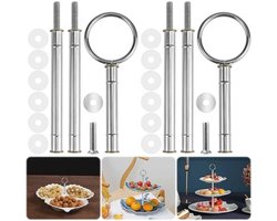 Etagère Stangenset voor Bruidstaarten en Buffetten - 2 tot 3 Laags, Zilver